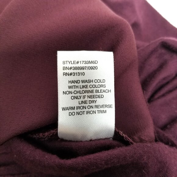 Fortune and Ivy Blouse M Wine Burgundy Zip Front 3/4 Sleeves Stretch - Picture 7 of 9